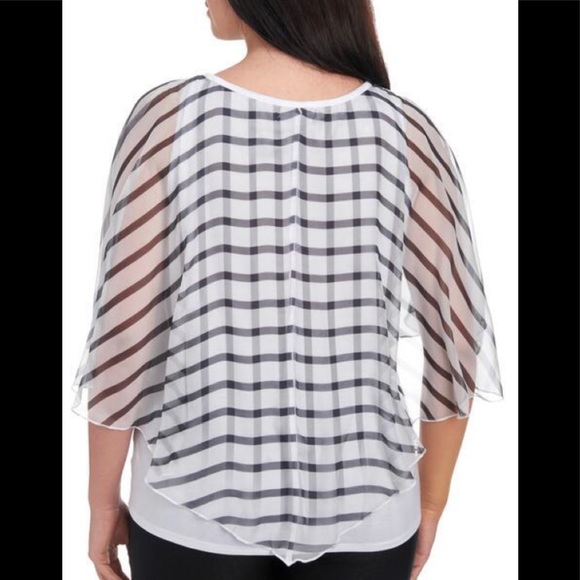 NWOT Plus Size Striped Chiffon Layered Top - Picture 3 of 3